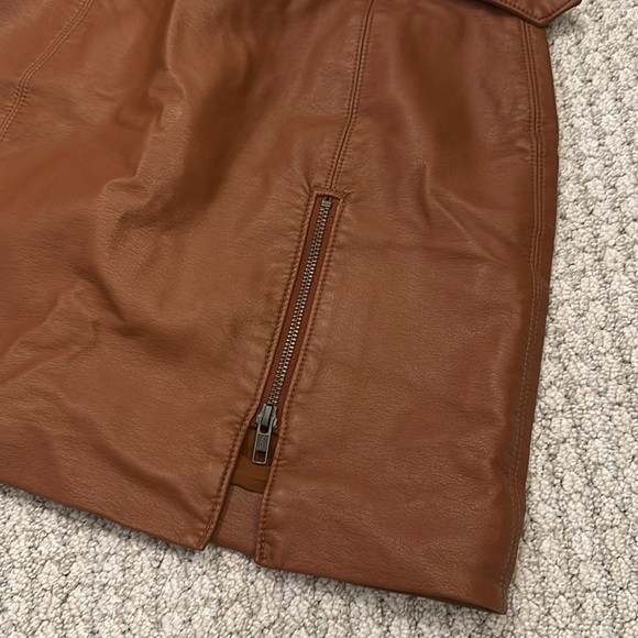 Free People Faux Leather Camel Tan Mini Skirt - Picture 3 of 11